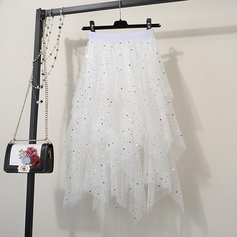 Dámská hvězdná síťovaná sukně s vysokým pasem pro jaro/léto 2025