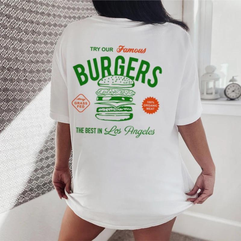 Women 90s Retro Hamburger TShirt Hippie Vintage Aesthetic Foodie T Shirt Cute Burger Lover Tee Shirt Unisex Fashion Clothes