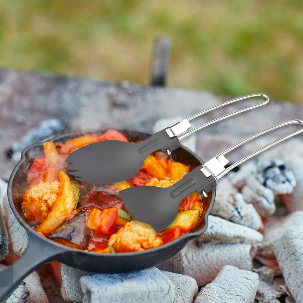 Aluminiowa Składana Łyżka i Łyżkowidelec Składany Zestaw Przyborów Kempingowych na Kemping Piesze Wycieczki