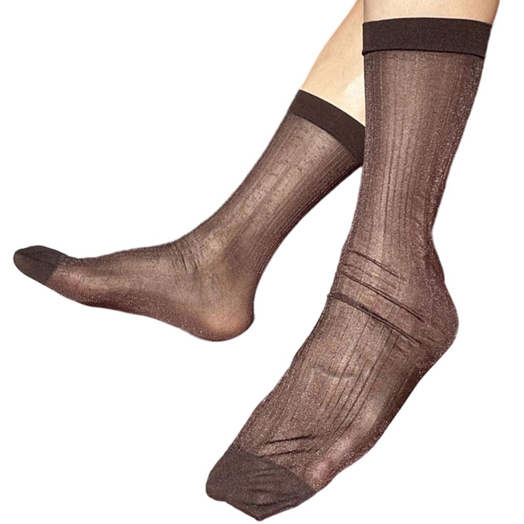 Men's Dress Socks Casual Business Socks Nylon Silk Socks Comfortable Breathable Ankle Socks Lightweight Crew Socks