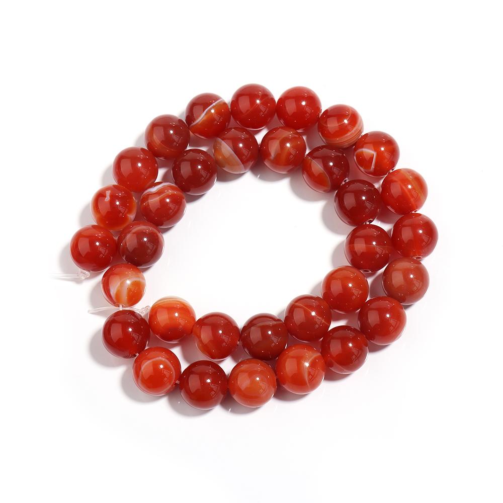 4 6 8 10 12mm Natural Red Striped Agate Beads Round Loose Stone Beads For Jewelry Making DIY Crafts Bracelets Necklace Supplies
