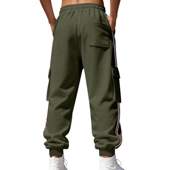 Men Winter Jogger Pants Drawstring Waist Gym Sweatpants Thickened Warm Cargo Pants Baggy Track Pants for Jogging Running Workout