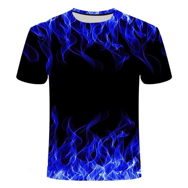 Purple Flame Smoke Border 3D All Over Print Short Sleeve T-Shirt Casual Top