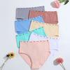 7 Pcs of Women's Summer New Pure Color Cotton High Waist Comfortable Breathable Double Briefs