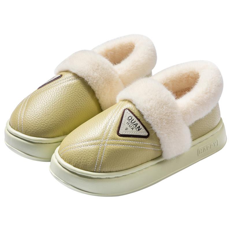 Cotton slippers women's winter indoor waterproof velvet warm thick-soled bag heel cotton shoes men
