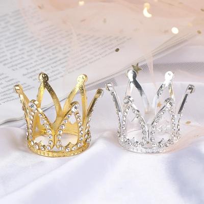 Linda Tiara de Diamantes de Imitación de Cristal Metal DIY Decoración para Pastel Mini Corona Adorno para Pastel Baby Shower