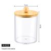 Clear Round Storage Box with Bamboo Lid for Cotton Swabs, Makeup Puffs, and Removers