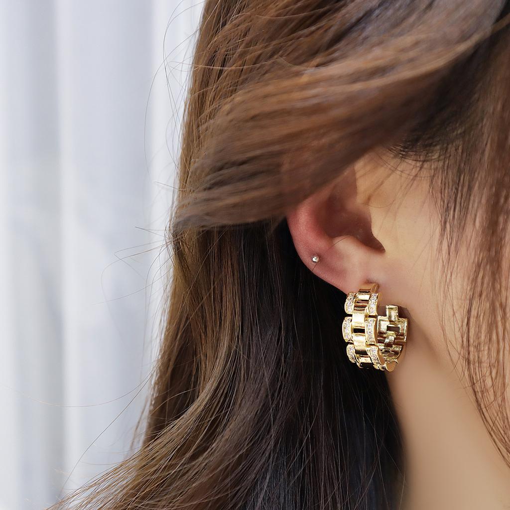 Koreanischer Modeschmuck Einfache Zirkon 14K Echtgold Ohrringe Schlichtes Temperament und Großzügige Damen Alltägliche Wilde Ohrringe