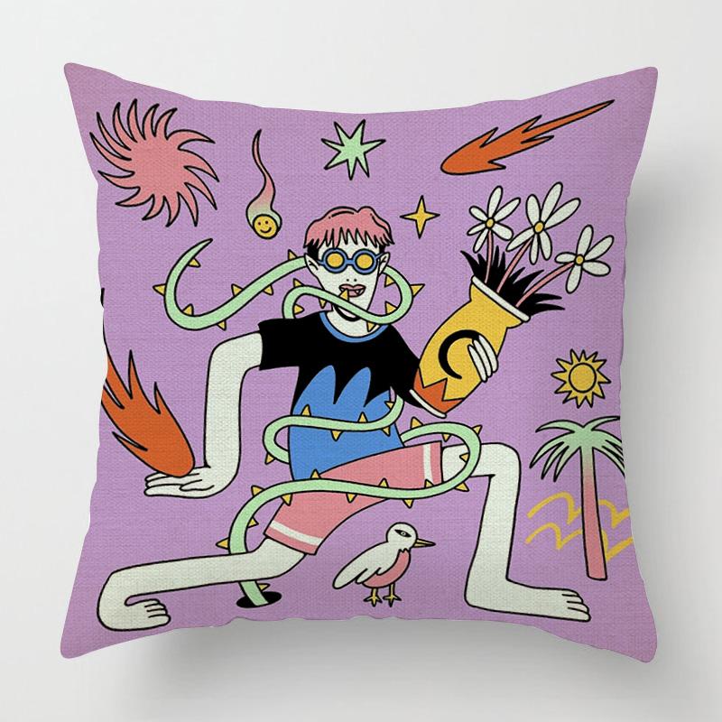 Vibrant Abstract Art Cushion Cover - Modern Design For Home Decor - Eye-Catching Colors - Perfect For Sofa Or Bed