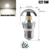 Led Mirror Bulb Half Silver Filament Led 5W E27/E14 Base 360 Degree Angle Warm White Neutral Light Ball Lamp Decoration