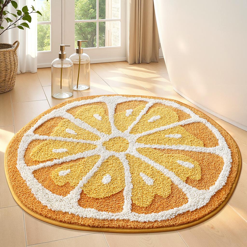 2026 Simple Fruit Bathroom Floor Mat Toilet Semicircular Absorbent Carpet Toilet Non-slip Mat Door Mat