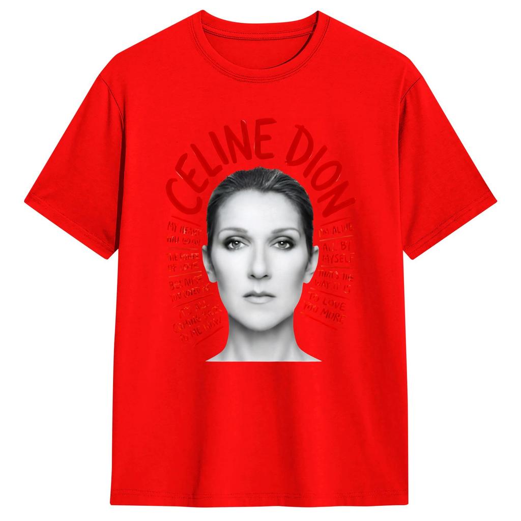 Celine Dion Classic Song Pattern Tshirt for Unisex and Women Pure Cotton Casual Tshirt for Music Fans Street Wear Top