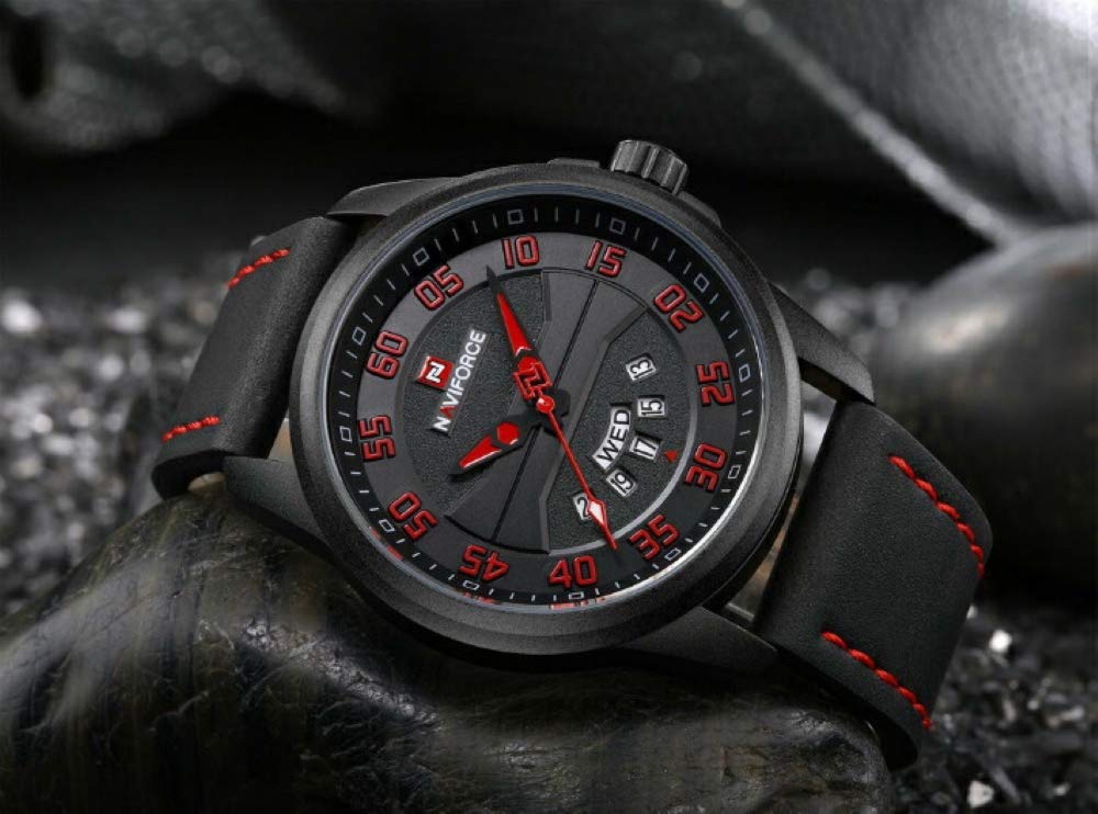 Naviforce Klokke Stilig Japansk Kvarts Tung Luksus Kul Trendy Kalender Kvarts TB-910128 Herre (1 Brun)