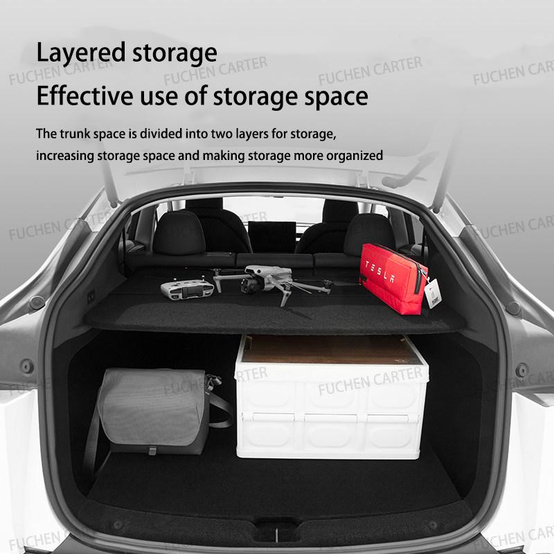 For Tesla Model Y Juniper 2025+ Car Trunk Partition Panel Rear Luggage Carrier Retractable Partition Outdoor Storage Accessories