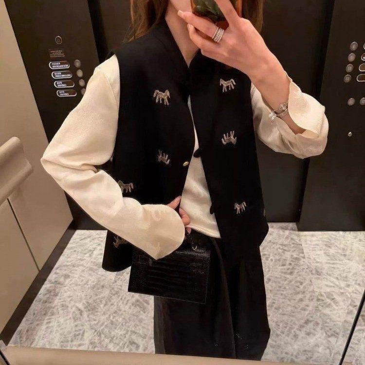 Luxurious Retro Print Chinese Horse Vest - 2026 Spring National Style Medium [suggested for 90-115 jin]