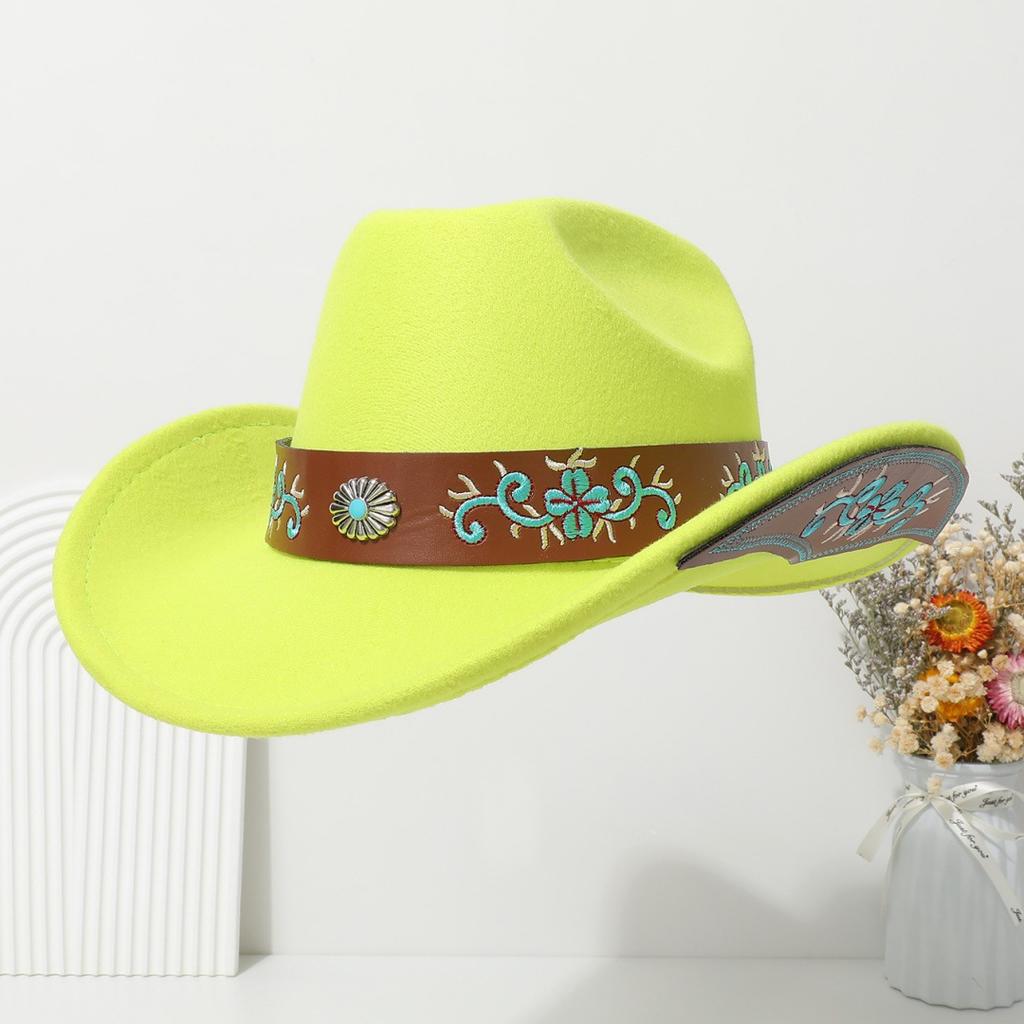 Bohemian-style Suede Western Cowboy Hat with a Rolled Brim, Ethnic-inspired Felt Hat for Men, Women, and Couples