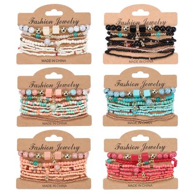 Bohemian Handmade Perlen Armband Set Für Frauen Sommer Bunte Perlen Kette Armreif Mädchen Boho Schmuck Zubehör
