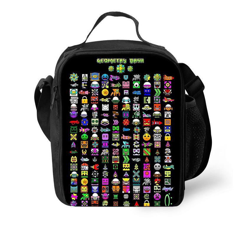 Groothandel Geometry Dash broodzak Geometry Dash bedrukte ice pack tote tas voor leerlingen van de basisschool en middelbare school