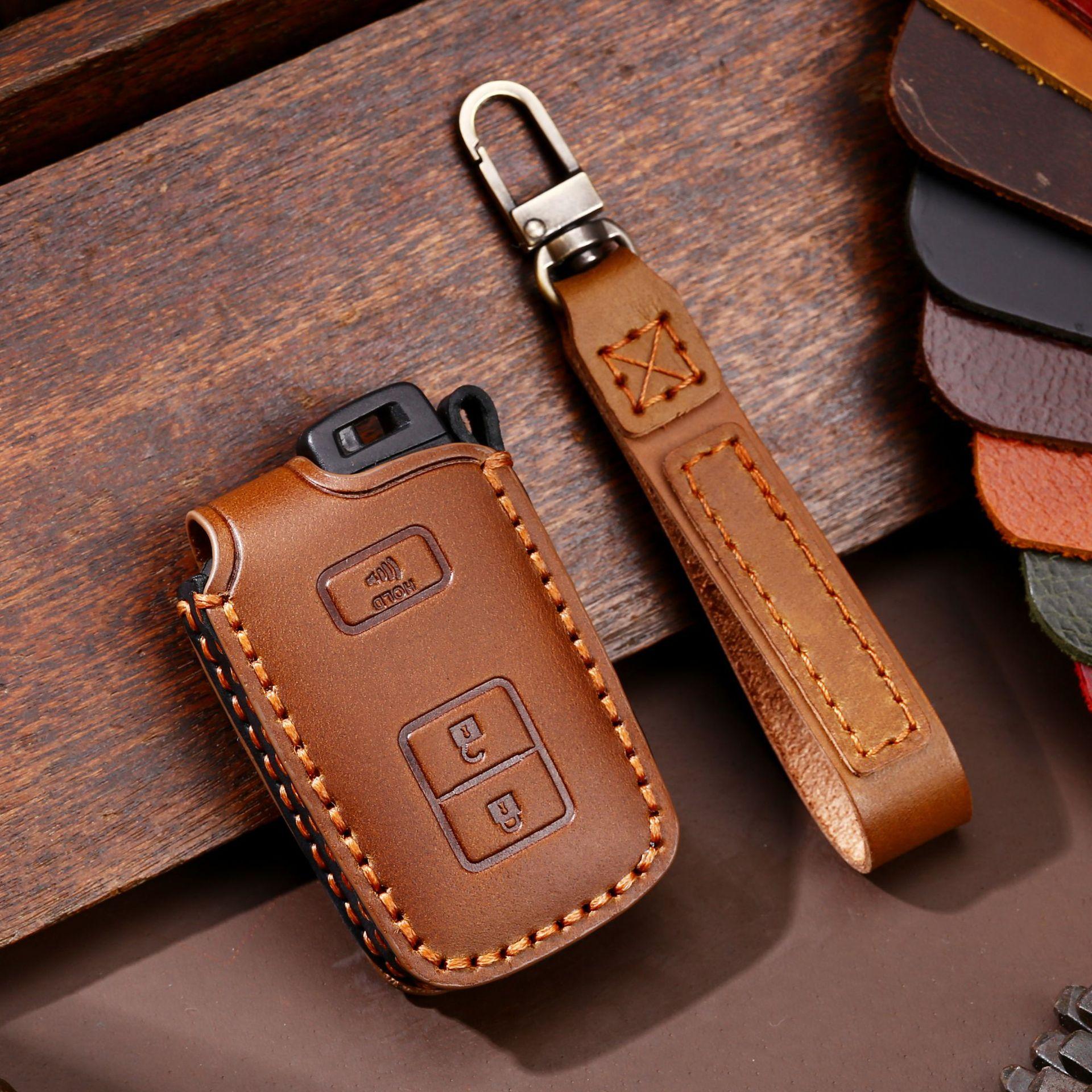 Crazy Horse Leather Key Cover Suitable for Toyota Key Cover TOYOTA North American Model Car Key Cover