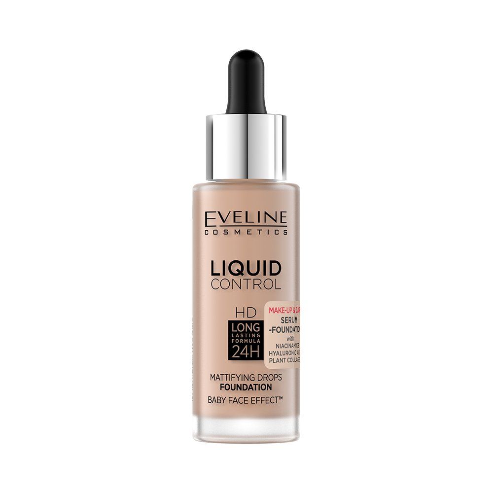 Eveline liquid hd drops podkład matujący do twarzy - 025 light rose 30ml