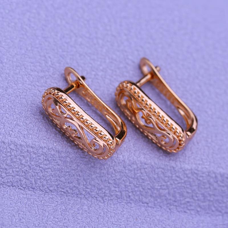 LSOOYH Náušnice s klipem Rose Gold Módní náušnice pro ženy Geometry Duté náušnice Šperky