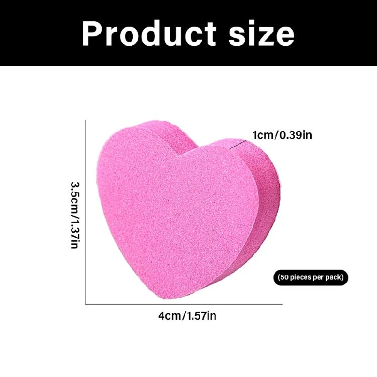 50Count Mini Nail Files with Soft Sponges Texture Heart Design Double Sided Buffers for Quick Manicure Travel Essential
