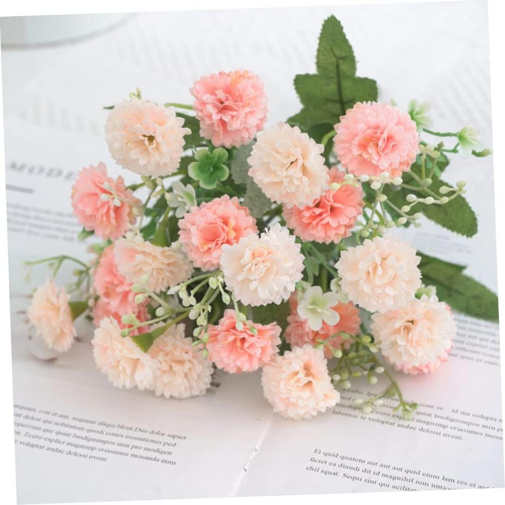 20-Branch Simulated Carnations Artificial Flowers Tassels Silk Plastic Realistic Carnation for Bouquet Home Decor