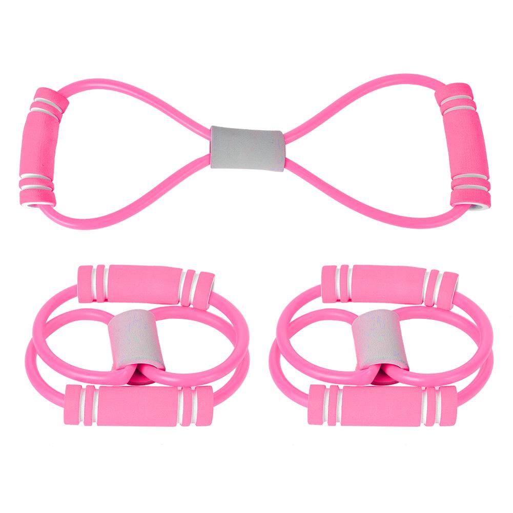 2Pcs 8 Shaped Pull Rope Chest Expander Elasticity Belt Stretching Strap Yoga Fitness Equipmentpink