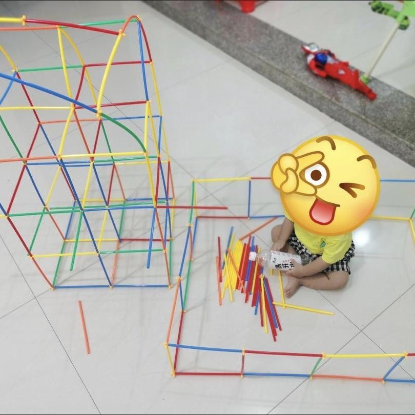 STEM Straw Builders Construction Set Large Pipe Connectors & Straws, Montessori Educational Toys for 3-10Year Olds