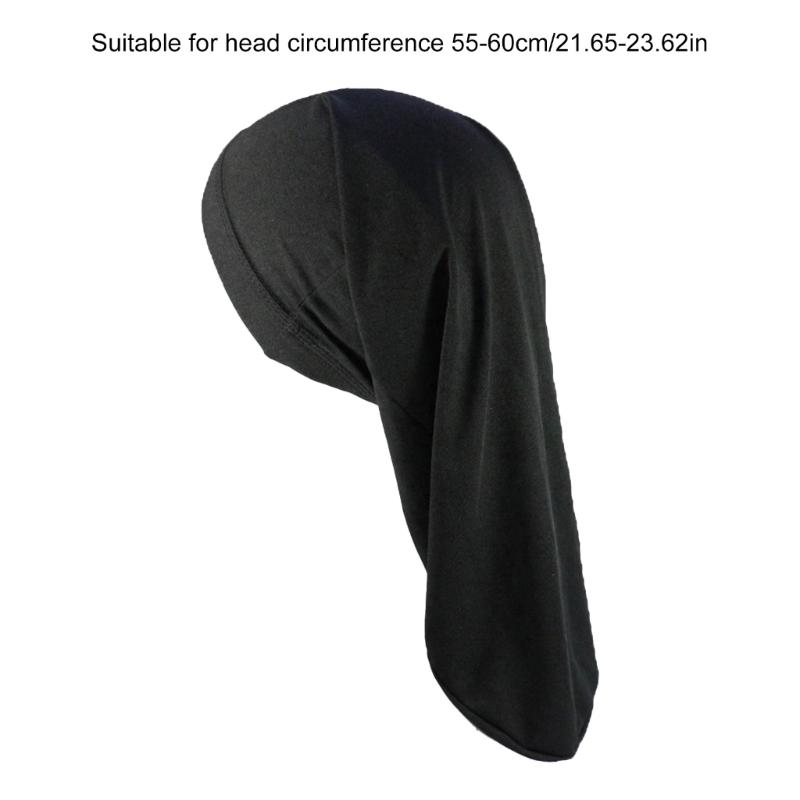 Long Tail Hair Wrap Caps for Men Soft Polyester Head Wrap Quick Drying Towel Turban Hat for Dreadlocks Various Hairstyles