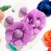 Colorful Long Drop Earrings Boho Style 3D Flower Fabric Earring  Beach Party