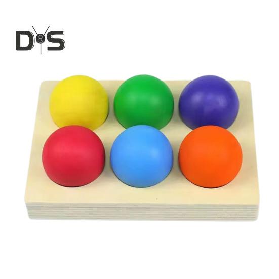 

6/12 шт. Радужные шары, игра на сопоставление, логическое мышление, тренировка мелкой моторики, доска для сортировки цветных шаров, обучающая деревянная игрушка для сопоставления разноцветных шаров A 6pcs