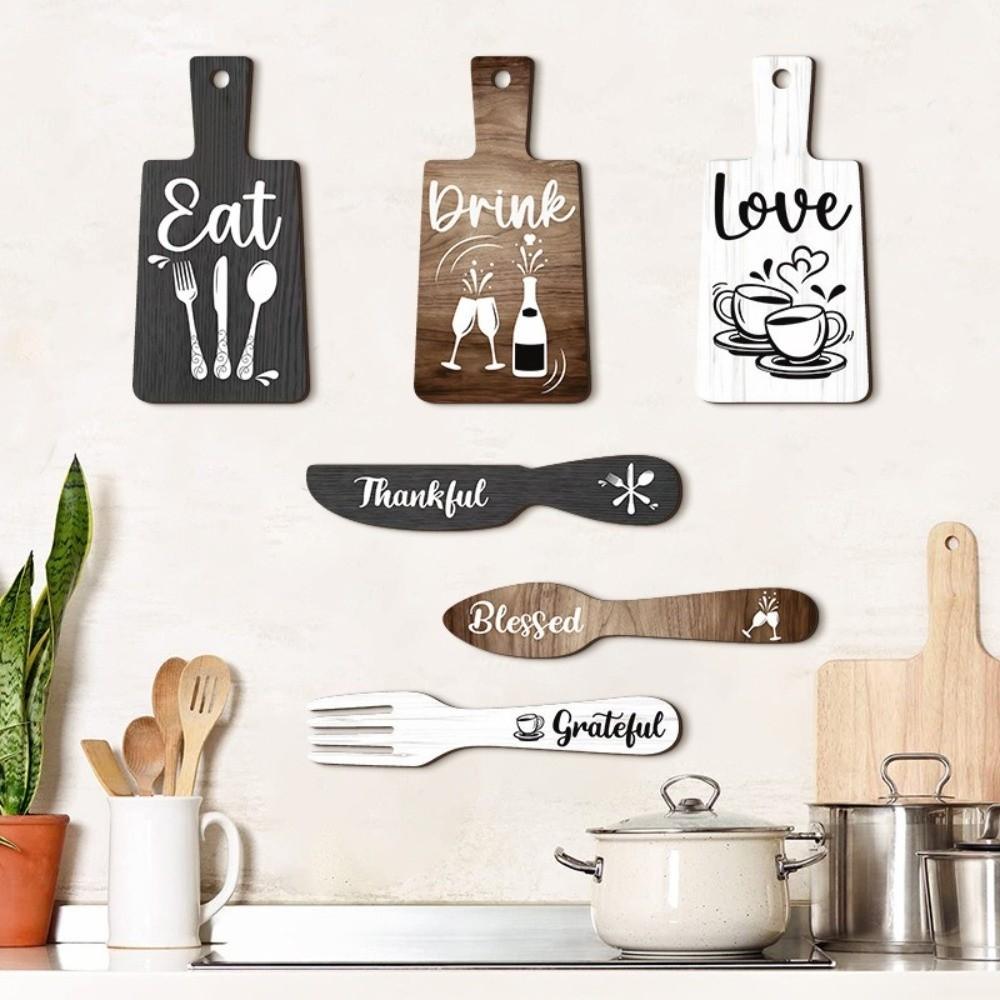 6 Pcs Mini Wood Plaque Kitchen Wall Decor Set Wall Ornaments Kitchen Wall Sign Farmhouse Decor