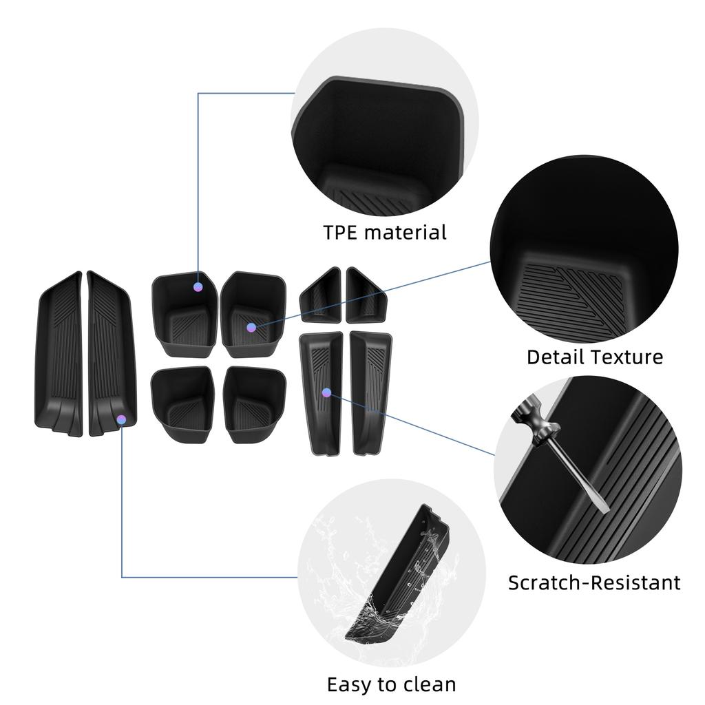10Pcs for BMW X3 2025 Door Handle Side Storage Box Groove Gate Slot Anti-slip Tray Organizer Car Interior Accessories Black