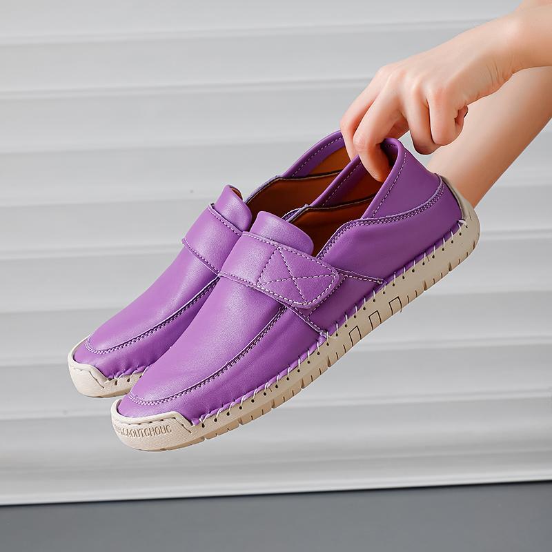 Women's Loafers Summer Pink Moccasins Casual Wide Head Purple Walking Shoes Plus Size