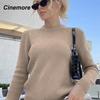 Cinemore סוודר נשים סתיו אביב סולידי אוברסייז קז'ואל פולאוברים חם בסיסי שרוול ארוך טופ צווארון עגול סוודר סרוג