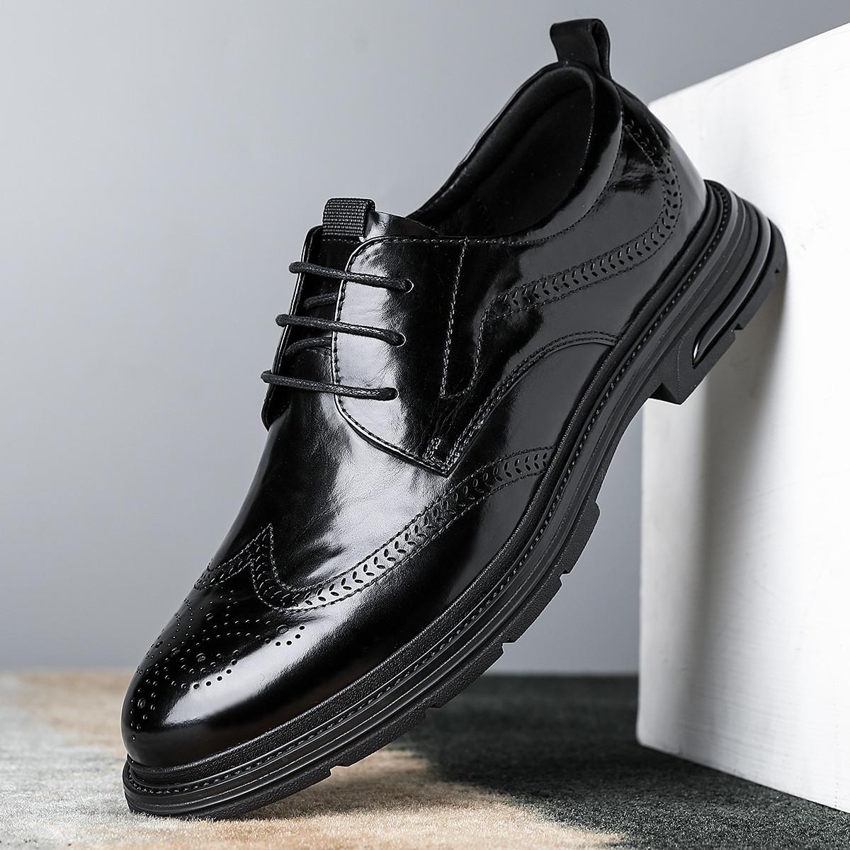 

2025 British business leather shoes men s brock men s shoes first layer cowhide dress commuter wedding derby shoes high sense 44