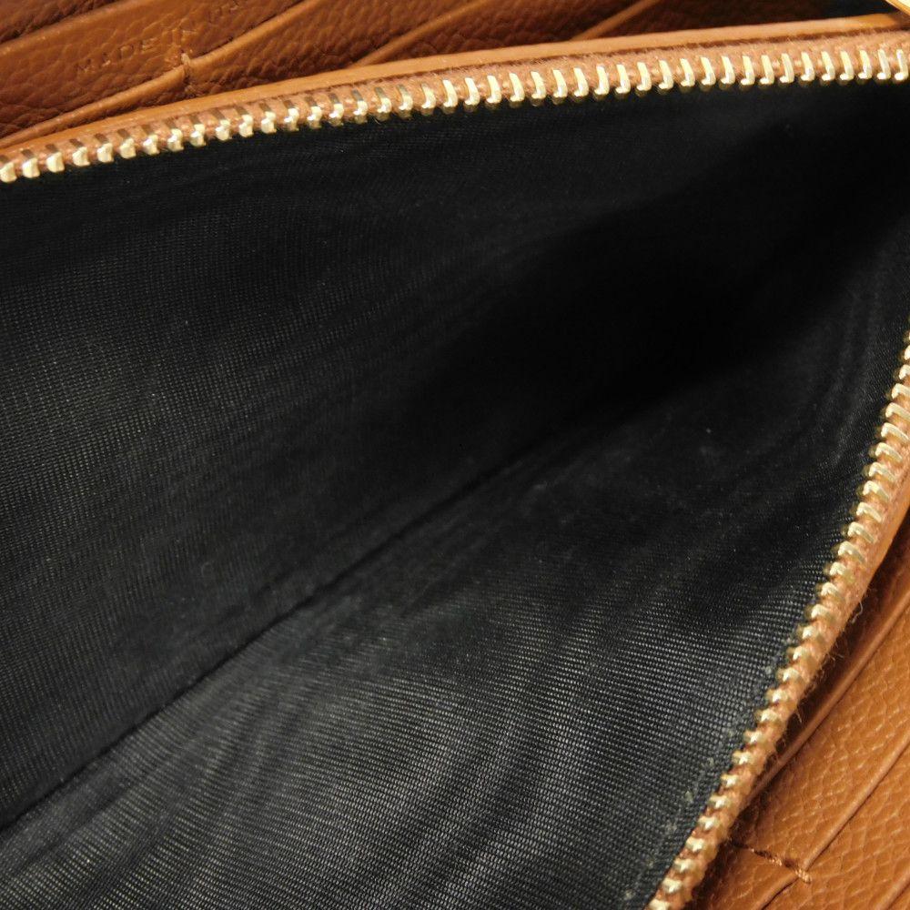 Used YSL Full Zip Wallet 9921 414680 B680J 6309 7940 Calfskin Brown Zip Around Logo Foil Stamp Brick Unisex from Japan