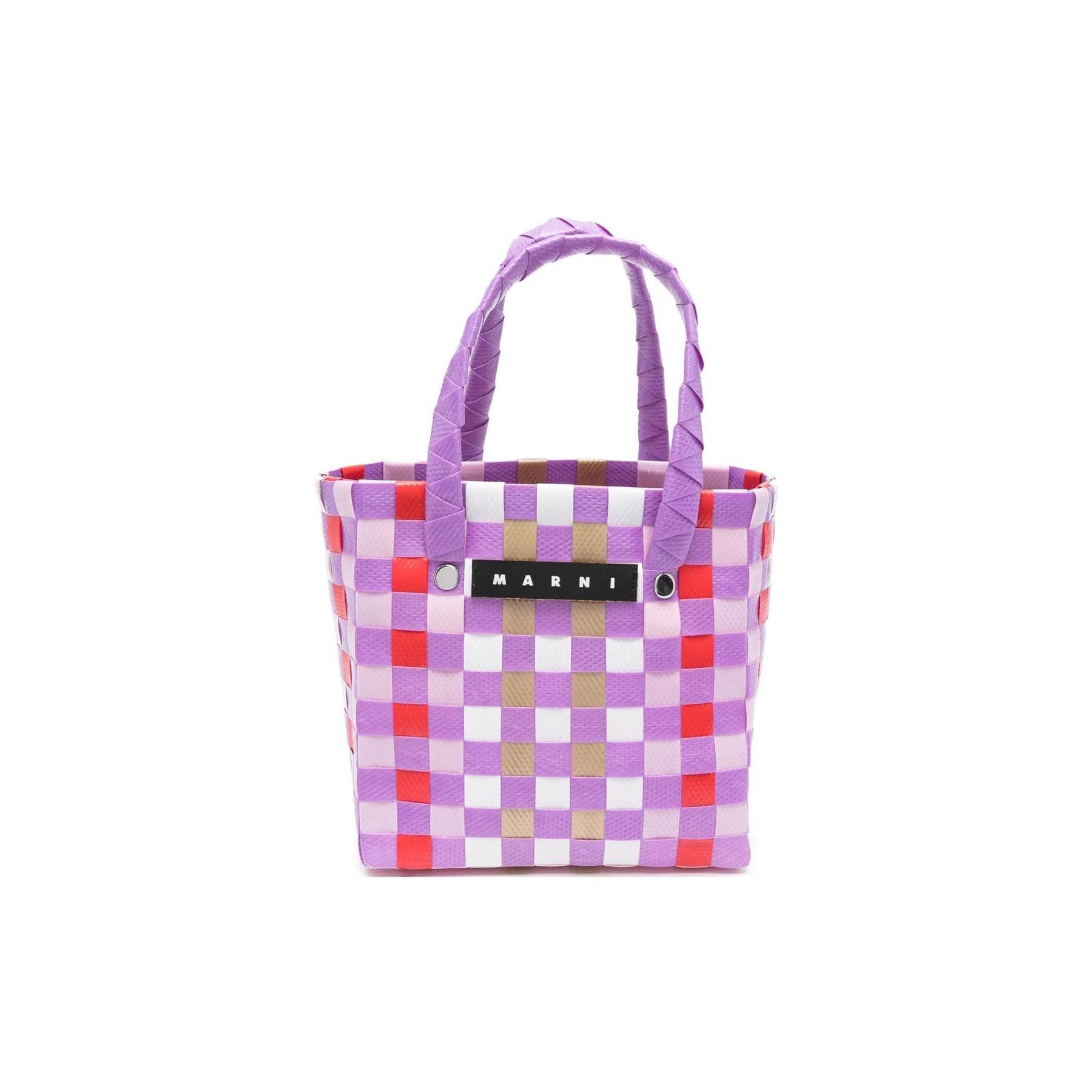 

Marni Color Block Woven Design Letter Logo Polypropylene Mini Tote Bag Kids bags Purple Multicolor M00178M00IW0920M602 Basic Set (Bag+Dust Bag)