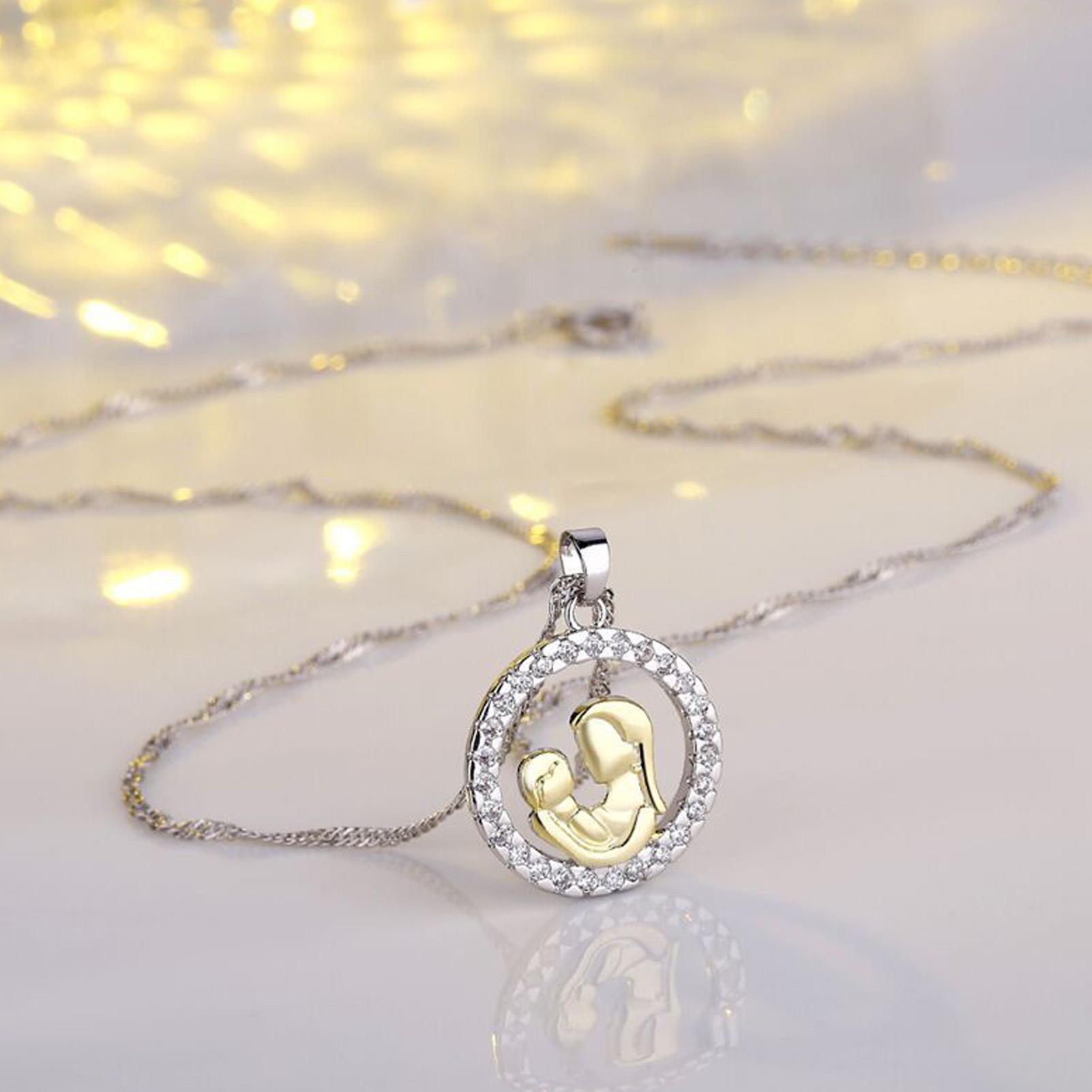 Mothers Day Necklace With Round Zircon For Women Classic Design Hypo-allergenic Jewelry Gift Default