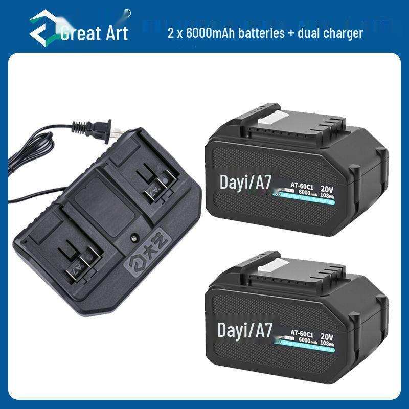 Universal Charger for Electric Tools with Dual Port: Fits Lithium Battery Angle Grinder, One-Handed Saw, and Hammer