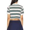 Spring New Collection Women's Clothing European and American Style Fashionable Versatile Celebrity Style Horizontal Striped Polo Short-Sleeve T-Shirt