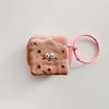 Ins Pink Biscuit Cartoon 3d Relif Round Keychain Earphone Case For Apple Airpod 2 3 Pro 2nd 1 Wireless Bluetooth Charging Box