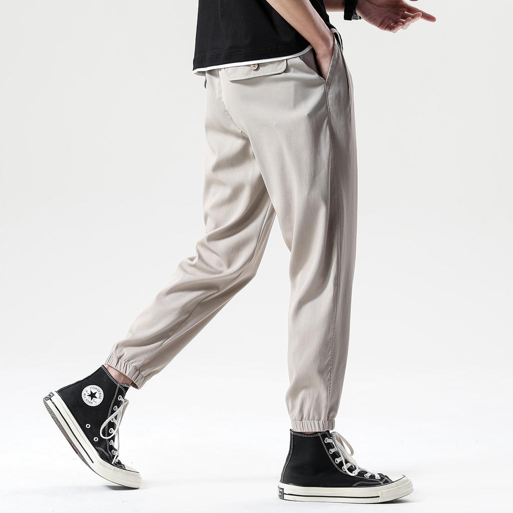 Tech Cool Tencel Summer Thin Casual Long Pants Men's Pants Leg Tight Sports Pants