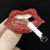 Stylish Rhinestone Lip Brooches for Women Enamel Figure Smoking Pins Friend Event Party New Gifts Jewelry Decoration Accessories