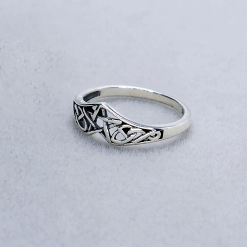 S925 Sterling Silver Pentagram Star Women Ring Celtic Filigree Design Simple Engagement Wedding Bands Party Jewelry