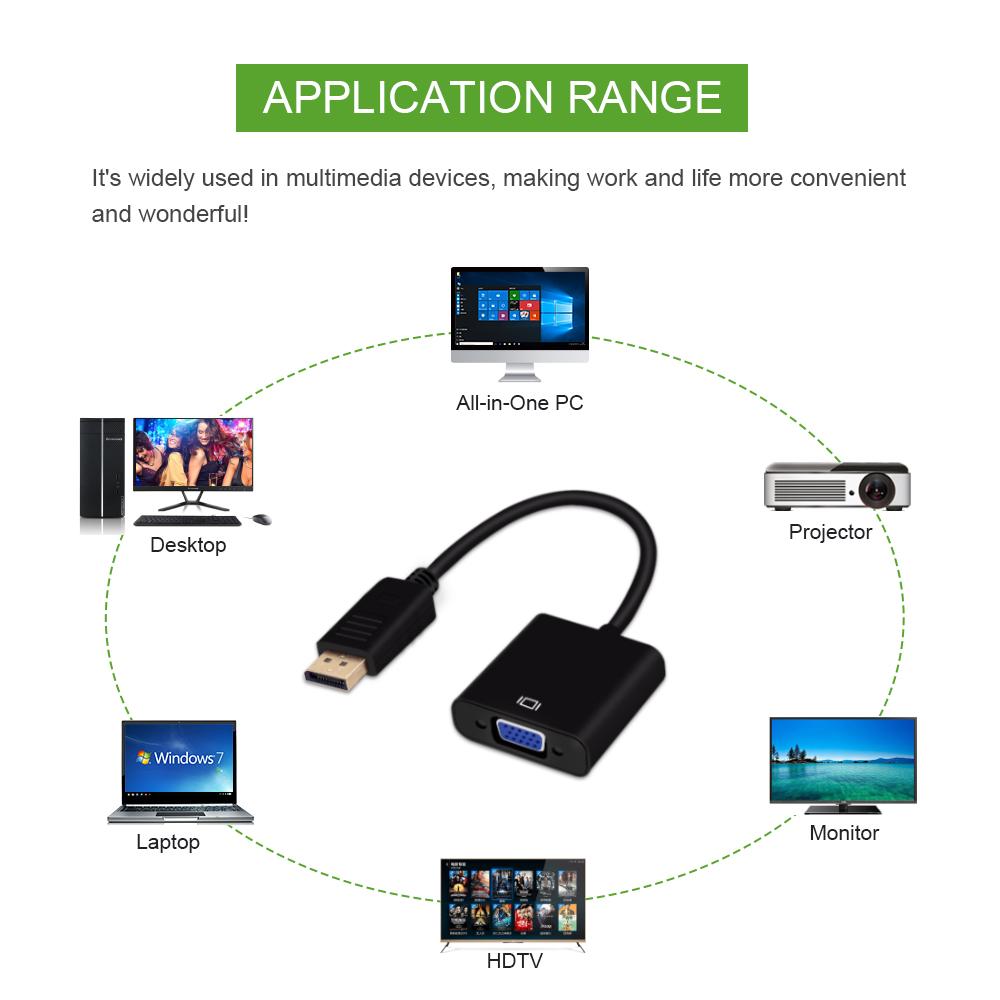 Big DisplayPort Male to VGA Female Converter Adapter Cable