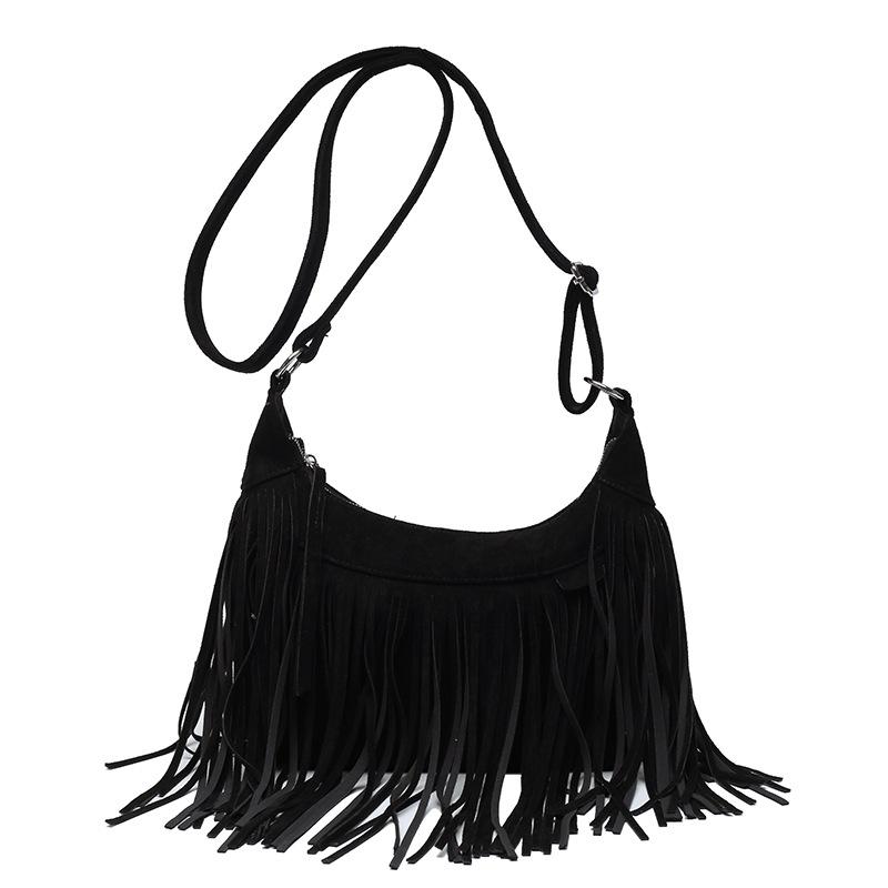 Bag Women's Autumn Korean Version 2025 Fashion Fringed Personalized Ins Matte Large Capacity Shoulder Crossbody Bucket Bag Pu
