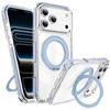 Fashion Transparent Magnetic Phone Case For iPhone 17 Air 16 15 14 Plus 13 Pro Max 360 Ring Stand For MagSafe Shockproof Cover