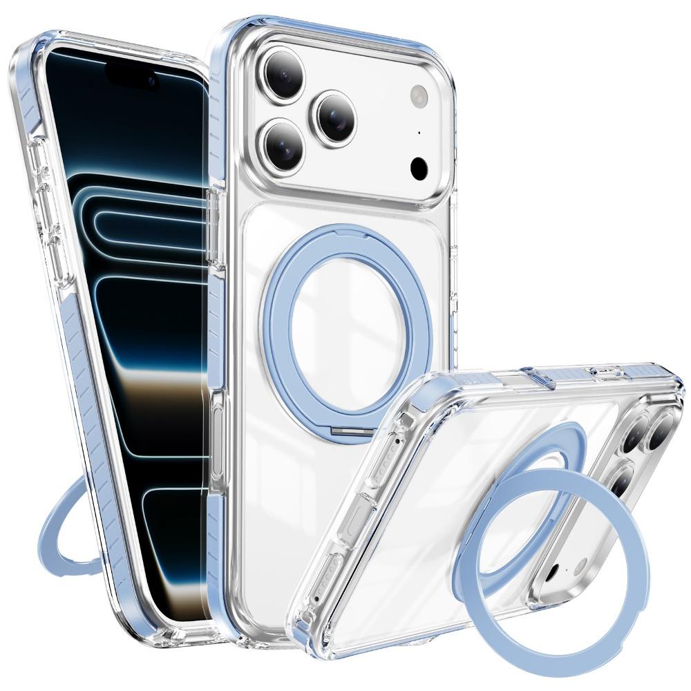 Fashion Transparent Magnetic Phone Case For iPhone 17 Air 16 15 14 Plus 13 Pro Max 360 Ring Stand For MagSafe Shockproof Cover